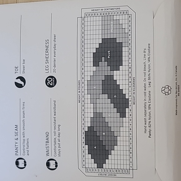 Nordstrom Everyday Sheer Pantyhose Stockings Control Top Light Beige Size B - Picture 3 of 5